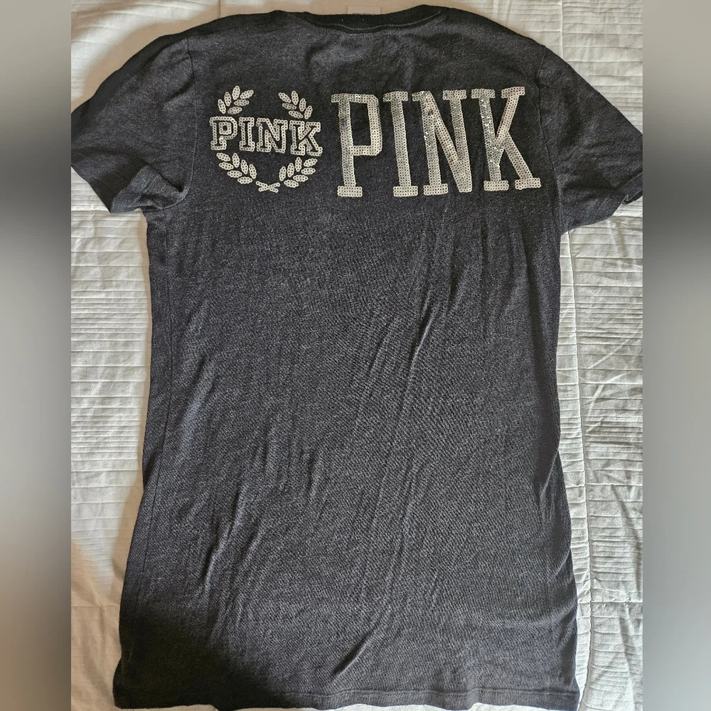 PINK Victoria's Secret Tee with Sequin Logo Tag - Picture 2 of 5